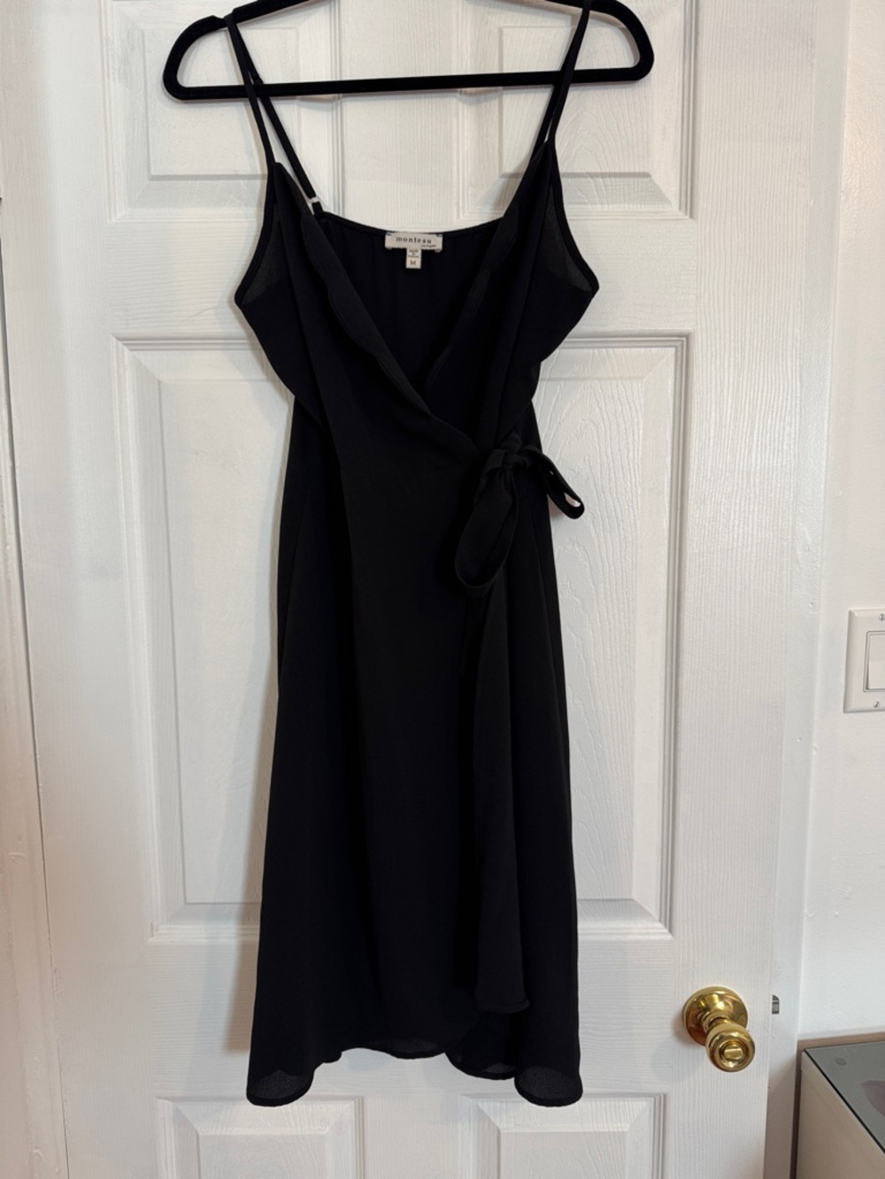Monteau Black Midi Wrap Dress
